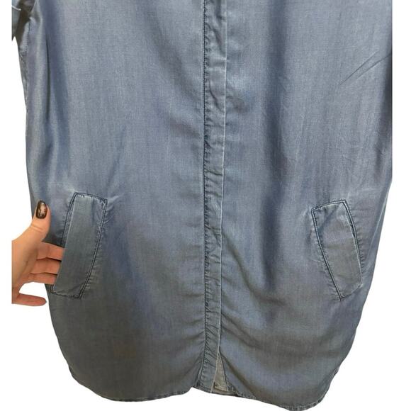 Allsaints Mel Dress Button Down Short Sleeves Mini Light Indigo Blue Size 4 - Picture 7 of 14